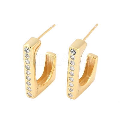 925 Sterling Silver Micro Pave Clear Cubic Zirconia Stud Earrings EJEW-U013-05G-1