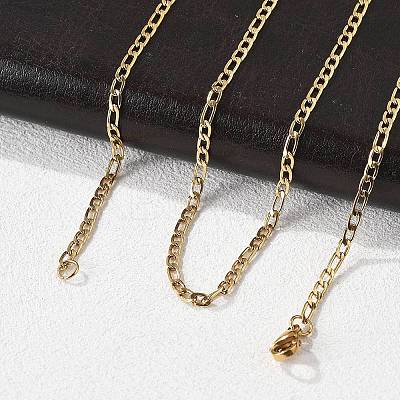 304 Stainless Steel Figaro Chain Necklaces LS-STAS-F034-03G-1