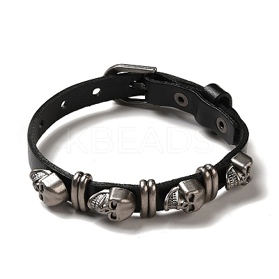 Alloy Skull Rivets Bracelet BJEW-C037-03A-1