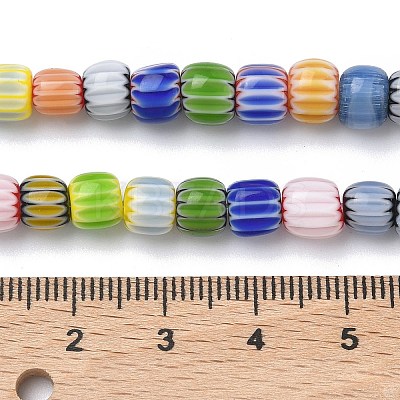 Handmade Millefiori Glass Chevron Beads LAMP-Z019-02B-1