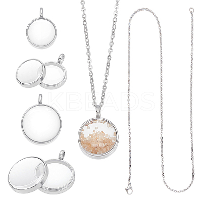 DIY Round Pendant Necklace Making Kits DIY-UN0007-66P-1