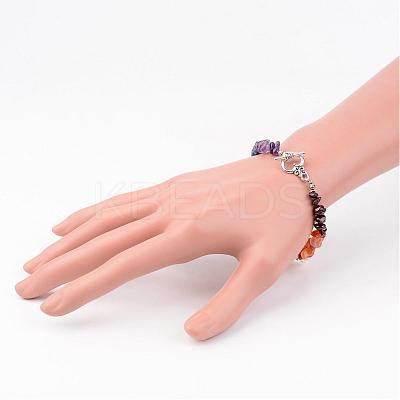 Chip Natural Gemstone Beads Bracelets BJEW-JB02323-1