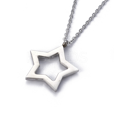 Non-Tarnish 304 Stainless Steel Pendant Necklaces NJEW-E141-29P-1