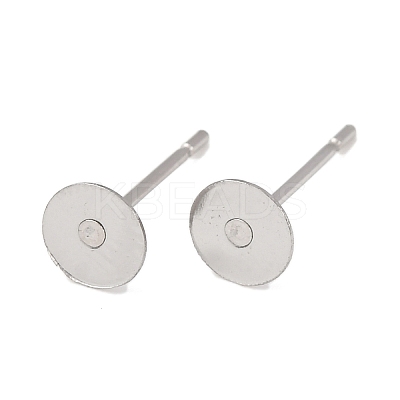 Tarnish Resistant 316 Surgical Stainless Steel Flat Round Blank Peg Stud Earring Settings STAS-R073-05-1