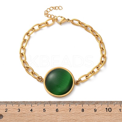 304 Stainless Steel Flat Round Link Bracelets BJEW-A036-10G-02-1