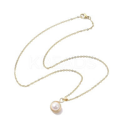 Natural Cultured Freshwater Pearl Pendant Necklaces NJEW-JN04685-1