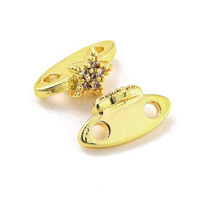 Rack Plating Brass Micro Pave Clear Cubic Zirconia Connector Charms KK-F864-04G-1