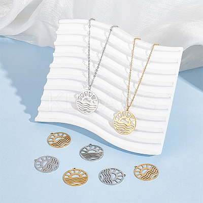 12Pcs 2 Colors 201 Stainless Steel Pendants STAS-UN0060-26-1