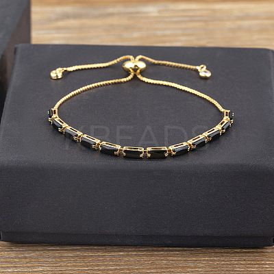 Brass Micro Pave Cubic Zirconia Slider Bracelets FS-WG49F5F-06-1