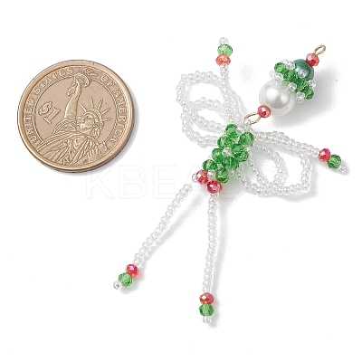 Christmas Glass Seed Elfin Beaded Big Pendants PALLOY-MZ01040-01-1