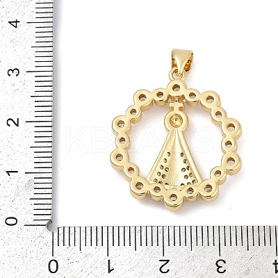 Brass Clear Cubic Zirconia Nossa Senhora Aparecida Pendants KK-U058-54G-1