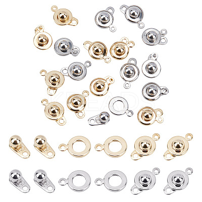 20 Sets 2 Colors 201 Stainless Steel Snap Clasps STAS-SC0004-14-1