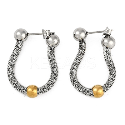 304 Stainless Steel Chain Charm Hoop Earrings for Women EJEW-M023-03P-1