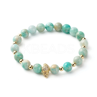 Shell Shape Cubic Zirconia Charm Stretch Bracelets Set for Teen Girl Women BJEW-JB06850-04-1