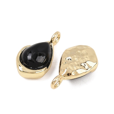 Natural Black Onyx(Dyed & Heated) Teardrop Charms KK-B157-33B-G-1