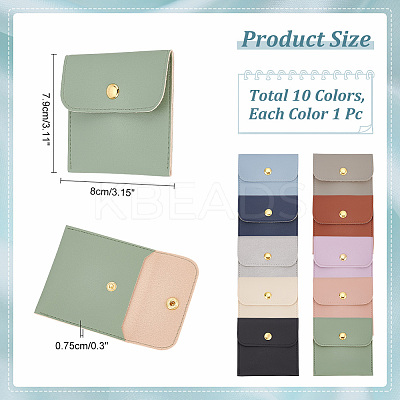 10Pcs 10 Colors PU Imitation Leather Jewelry Storage Bags ABAG-NB0001-94-1