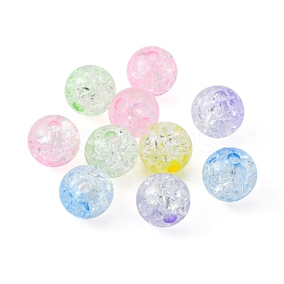 100Pcs 5 Colors Transparent Crackle Acrylic Beads CACR-FS0001-02-1