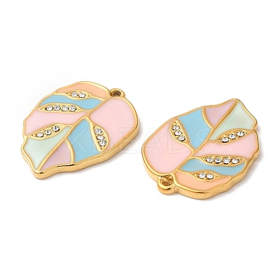 Real 18K Gold Plated 304 Stainless Steel Rhinestone Pendants STAS-A084-31G-03-1