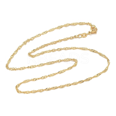 2.5MM Brass Singapore Chain Necklaces NJEW-P339-07G-1