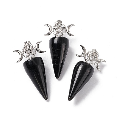 Natural Obsidian Pendants G-P484-02P-04-1