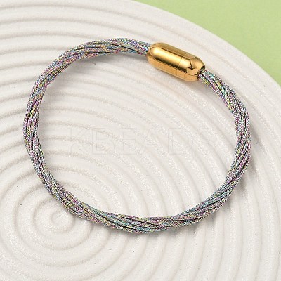 304 Stainless Steel with Polyester Metallic Cord Bracelets for Women BJEW-Z145-01G-28-1