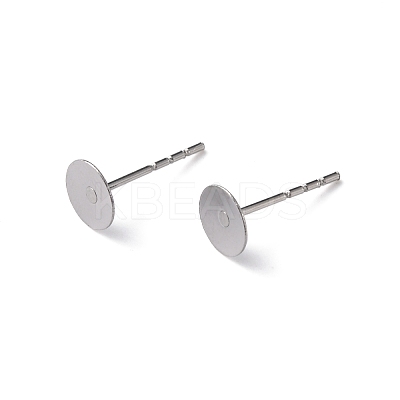 Tarnish Resistant 316 Surgical Stainless Steel Flat Round Blank Peg Stud Earring Settings X-STAS-R073-02-1