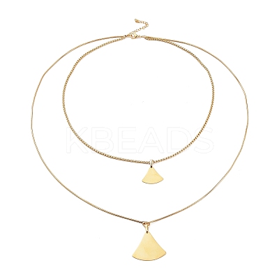 304 Stainless Steel Double Layer Necklaces NJEW-M181-21G-1
