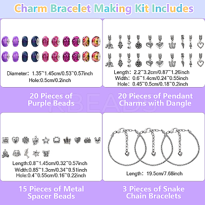 DIY Alloy & Brass European Style Bracelet Jewelry Making Kits DIY-YW0010-66-1