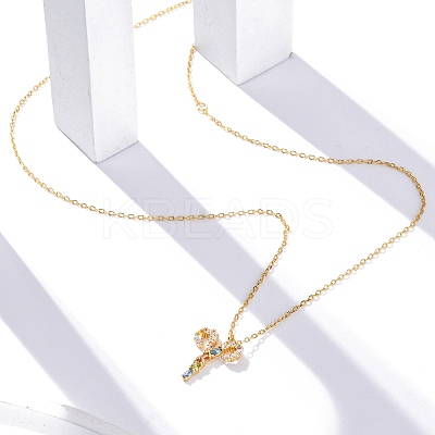 925 Sterling Silver Colorful Cubic Zirconia Constellation Pendant Cable Chain Necklaces for Women STER-R009-01G-01-1