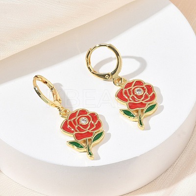 Valentine's Day Brass Enamel Hoop Earrings for Women EJEW-G464-01G-01-1