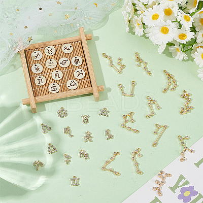 DIY Twelve Constellation Alloy Rhinestone Connector Charms & Pendants Jewelry Making Findings Kits DIY-AR0004-13-1