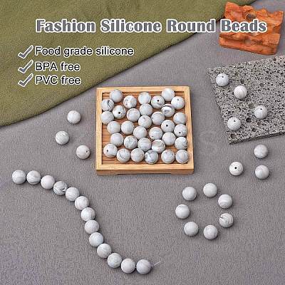100Pcs Silicone Beads Round Rubber Bead 15MM Loose Spacer Beads for DIY Supplies Jewelry Keychain Making JX457A-1