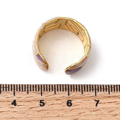 304 Stainless Steel Enamel Open Cuff Ring RJEW-L335-01B-G-1