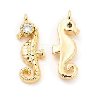 Brass Micro Pave Clear Cubic Zirconia Pendants KK-G447-15G-1