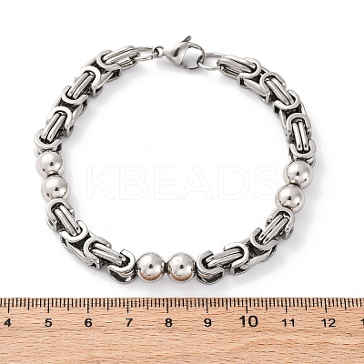 201 Stainless Steel Byzantine Chain Bracelets BJEW-B078-167P-1