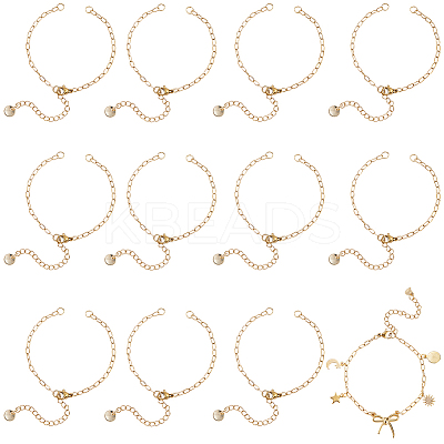 12Pcs Half Finished 304 Stainless Steel Paperclip Chains Connector Bracelet Makings MAK-SC0001-35-1