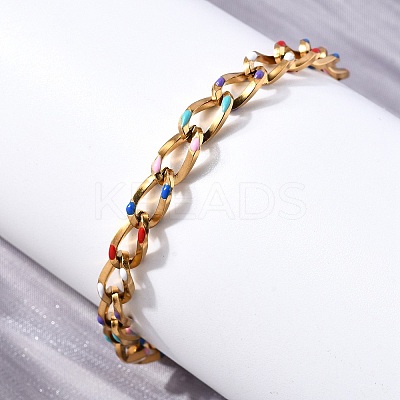 Brass Enamel Chain Bracelets BJEW-S170-01G-1