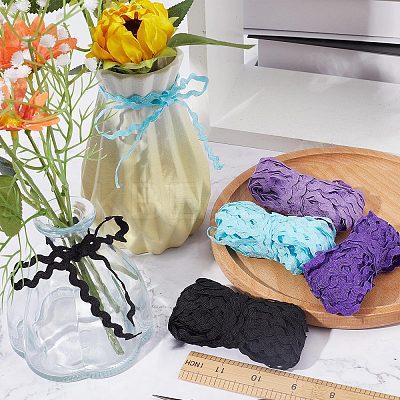 4 Strands 4 Colors Polyester Wave Bending Fringe Trim OCOR-GF0002-43B-1