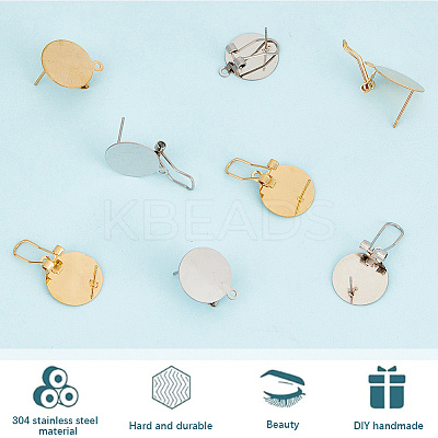 12Pcs 2 Colors 304 Stainless Steel Stud Earring Findings STAS-SP0001-89A-1