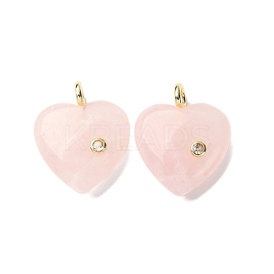 Natural Rose Quartz Pendants G-P588-01G-10-1