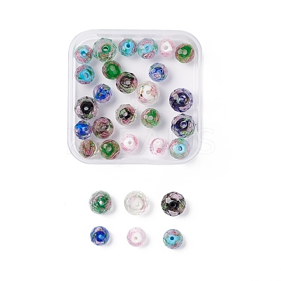 30Pcs Handmade Gold Sand Lampwork Beads Strands LAMP-FS0001-03-1