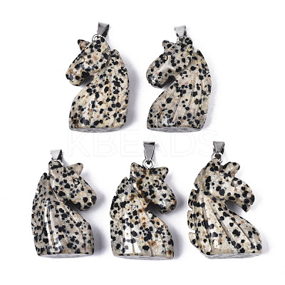 Carved Natural Dalmatian Jasper Pendants G-N0327-002D-1
