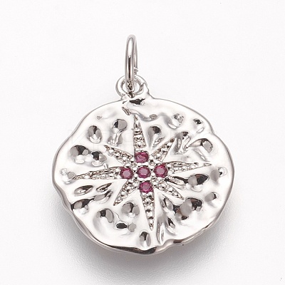 Brass Micro Pave Cubic Zirconia Pendants KK-P156-13P-01-NR-1
