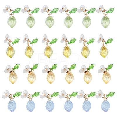 24Pcs 4 Colors Handmade Lampwork Pendants PALLOY-AR00023-1