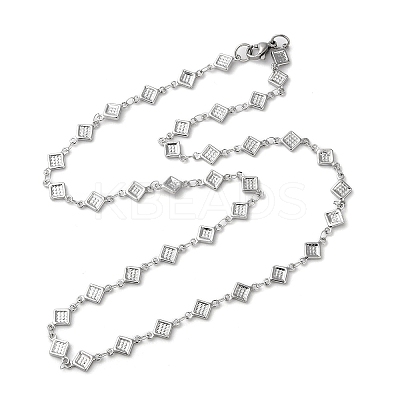 Non-Tarnish 304 Stainless Steel Rhombus Link Chain Necklaces NJEW-H019-03P-1