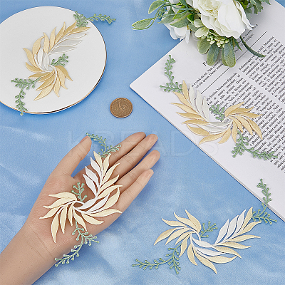 4Pcs 2 Styles Polyester Embroidery Appliques AJEW-GF0008-41-1