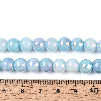 Electroplate Opaque Glass Beads Strands EGLA-T026-8mm-05B-1