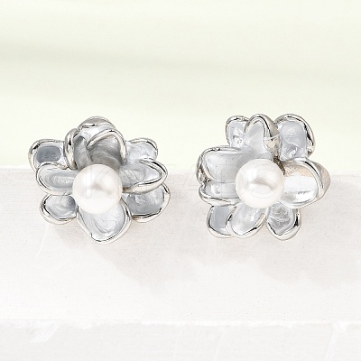 Brass Enamel Stud Earrings KK-CBAB173-02B-P-1