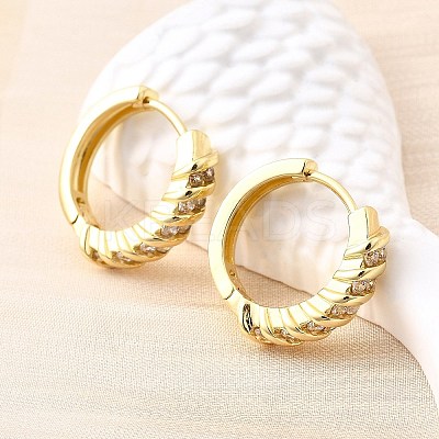 Brass Micro Pave Clear Cubic Zirconia Hoop Earrings EJEW-Z121-13G-1
