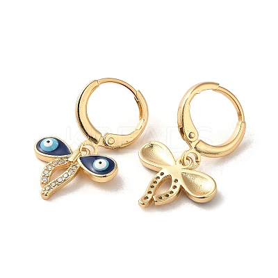 Evil Eye Real 18K Gold Plated Brass Dangle Leverback Earrings EJEW-Q797-01A-G-1